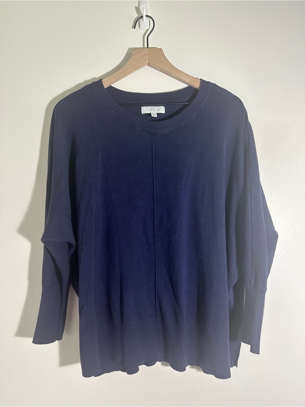 new directions Navy Ribbed Crewneck Sweater